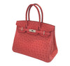 Hermes Birkin 30 Ostrich Bougainvillea Palladium very good side left