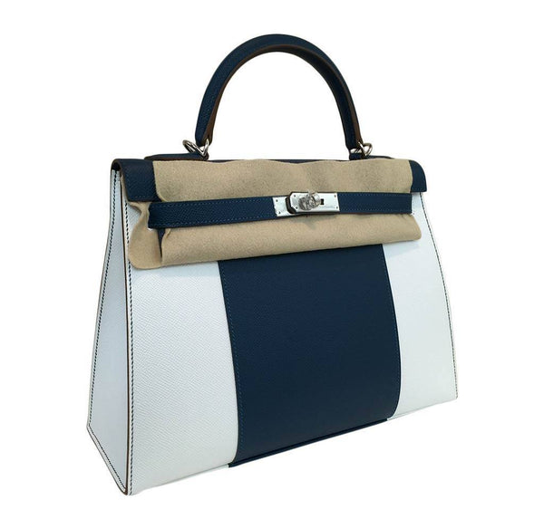 hermes kelly 32 flag sellier white blue thalassa new front