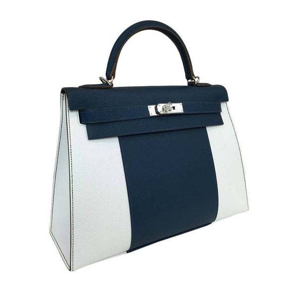 hermes kelly 32 flag sellier white blue thalassa new side