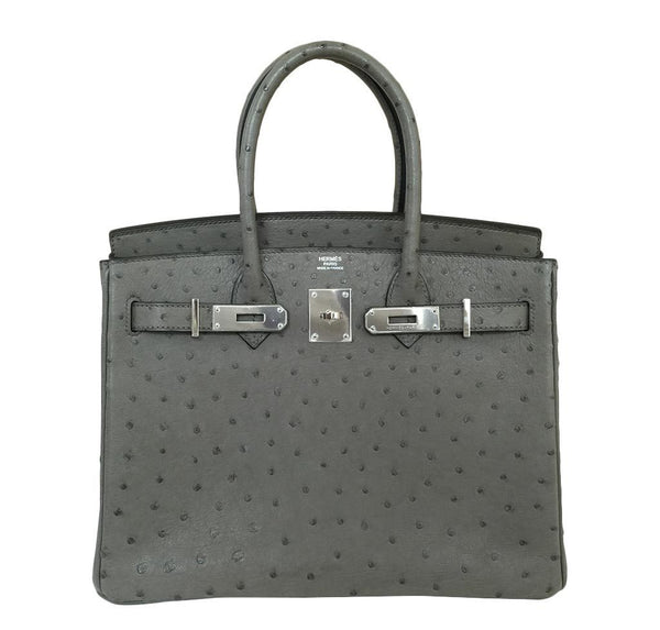 hermes birkin 30 gris tourterelle used front