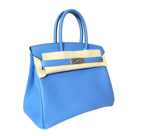 hermes birkin 30 blue paradise new side