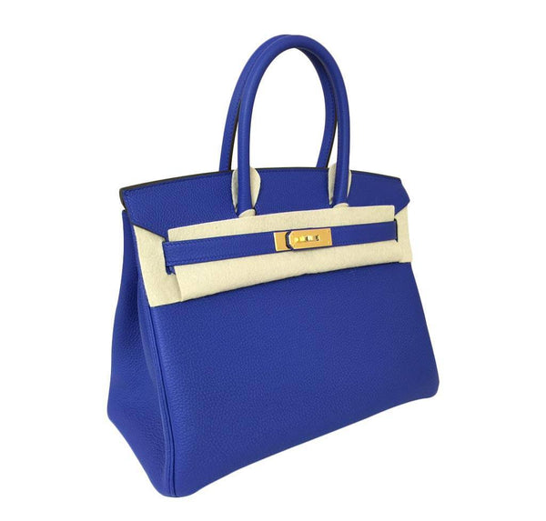 hermes birkin 30 blue electrique new front side