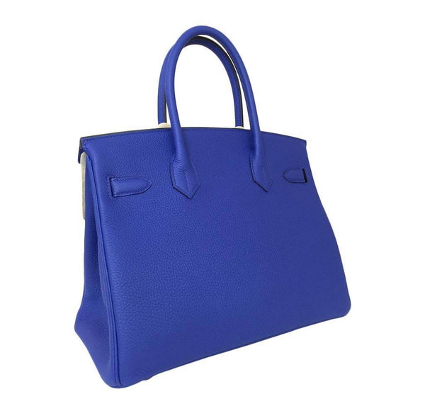 hermes birkin 30 blue electrique new side back