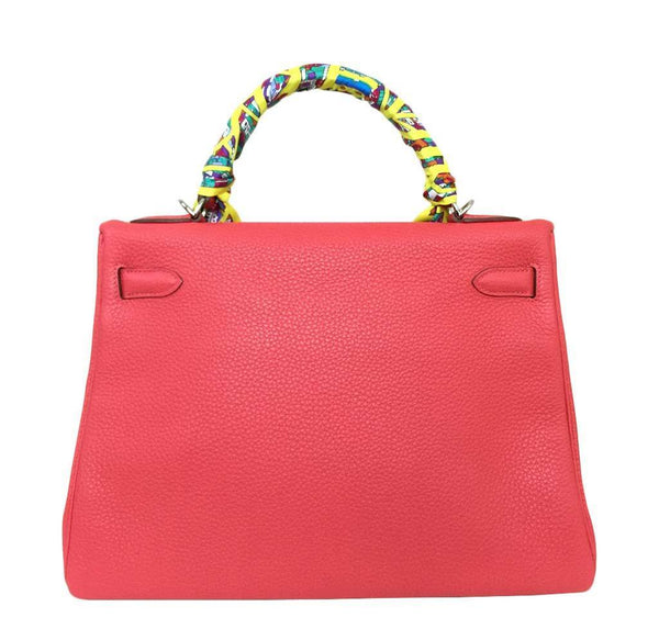 hermes kelly 32 rouge pivoine used back