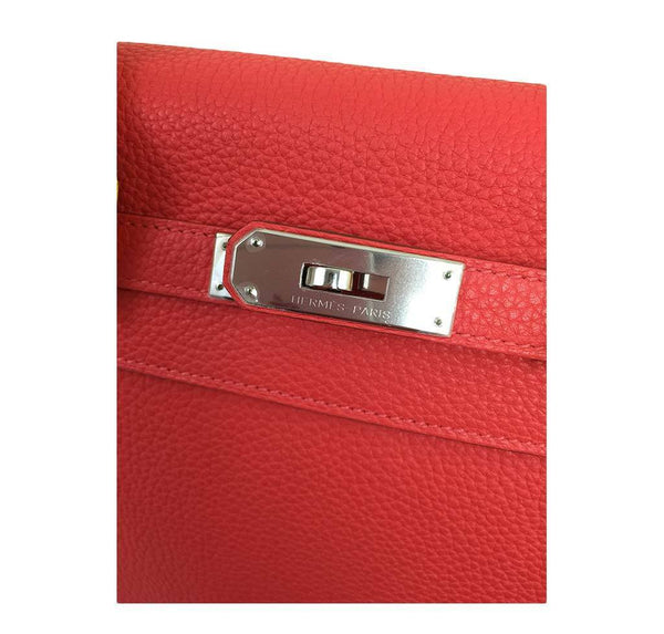 hermes kelly 32 rouge pivoine used engraving