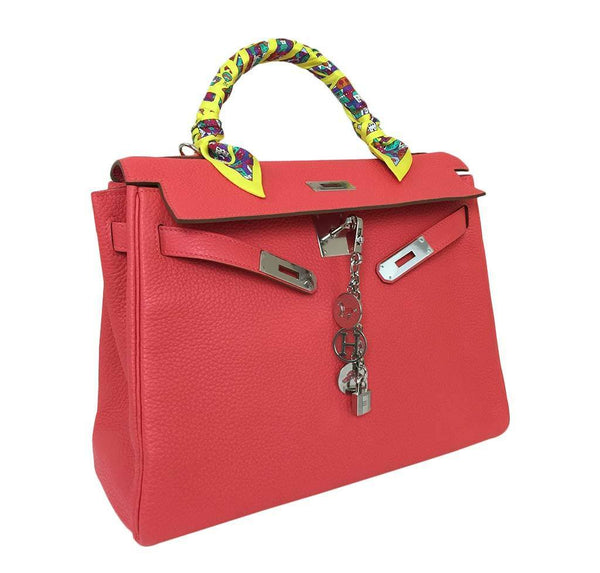 hermes kelly 32 rouge pivoine used side open