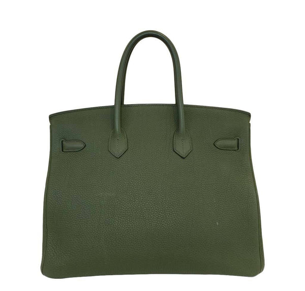 hermes birkin 35 army green used back