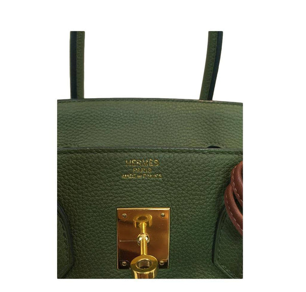 hermes birkin 35 army green used embossing