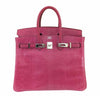 hermes birkin 25 fuchsia lizard used front open