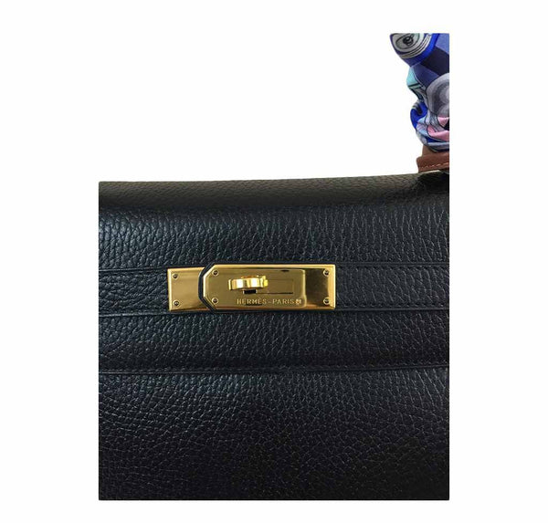 hermes kelly 32 black used engraving