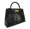 hermes kelly vintage 32 black crocodile used side 