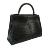 hermes kelly vintage 32 black crocodile used  back