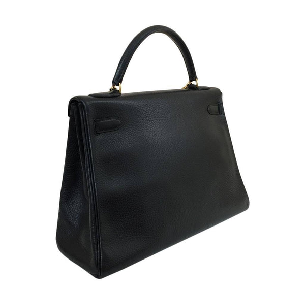 hermes kelly 32 black used back side