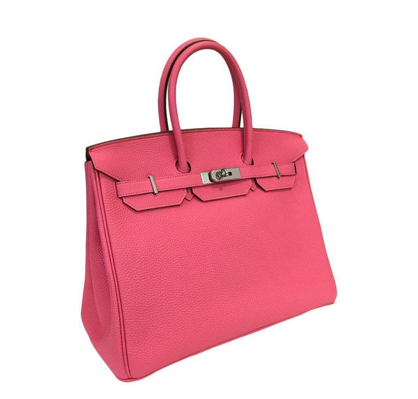 hermes birkin 35 rose lipstick used front side