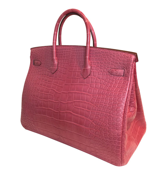 Hermes Birkin 40 Fuchsia Alligator Bag PHW pristine back