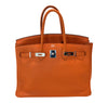 Hermes Birkin 35 Orange Togo Palladium excellent front open