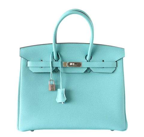 Hermes Birkin 35 Blue Atoll Bag 