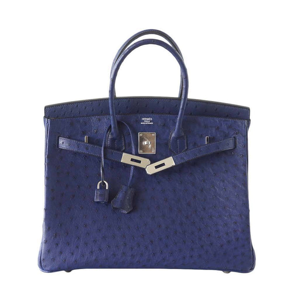 Hermes Birkin 35 Bleu Iris Ostrich new front