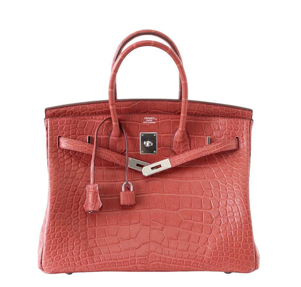 Hermes Birkin 35 Alligator Rose Indienne new front