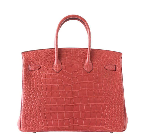 Hermes Birkin 35 Alligator Rose Indienne new back