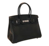 Hermes Birkin Special Order Bag 30 Noir Gris Chevre Palladium Pristine Side