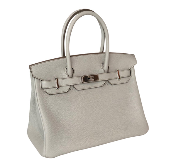 Hermes Birkin 30 Gris Perle Togo Palladium pristine side