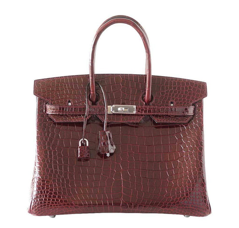 Hermes Birkin 35 Bordeaux Crocodile Bag