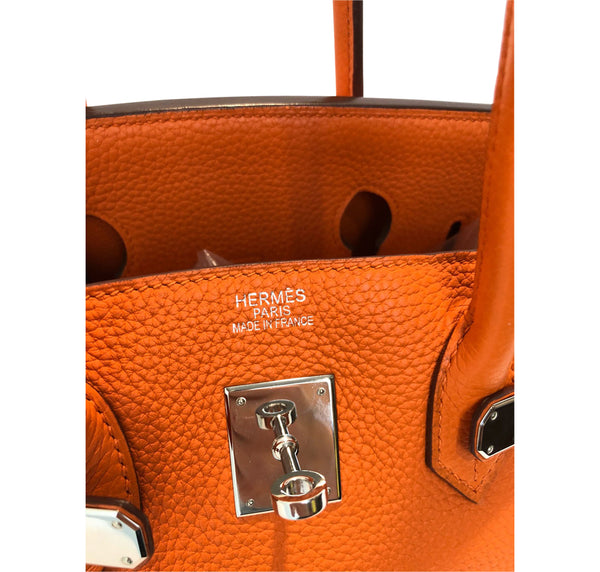 Hermes Birkin 35 Orange Togo Palladium excellent embossing