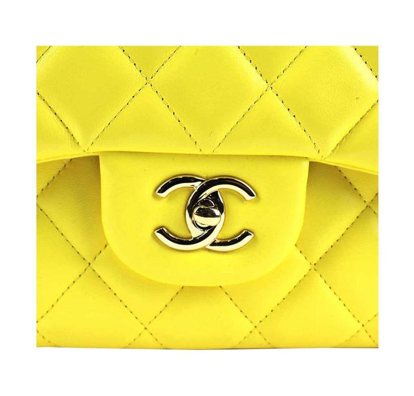 chanel double flap jumbo yellow used closure