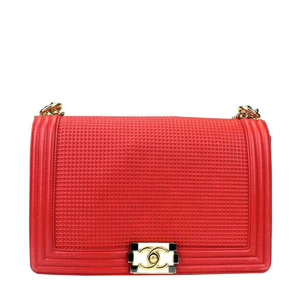 Chanel Red Boy Bag Lambskin