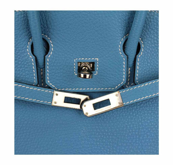 hermes birkin 25 blue jean used detail