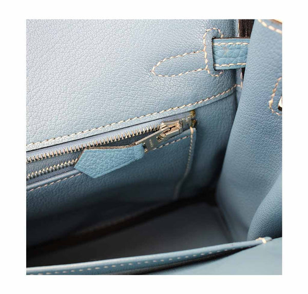 hermes birkin 25 blue jean used inside