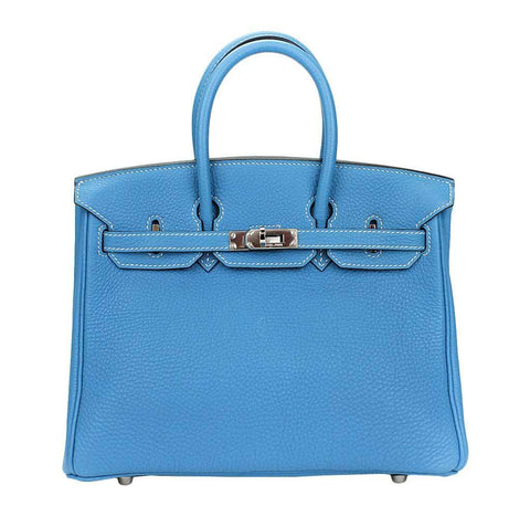 Hermes Birkin 25 Blue Jean Bag 