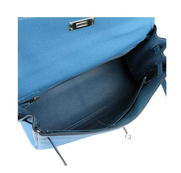 hermes kelly 32 blue jean used inside