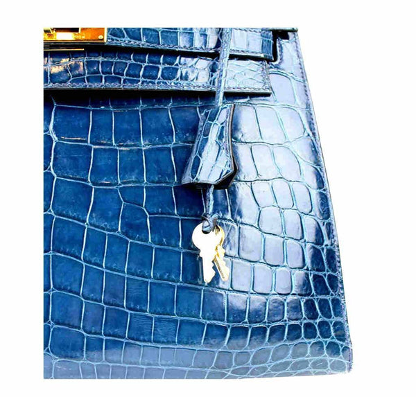 hermes kelly 32 blue roi niloticus crocodile used detail