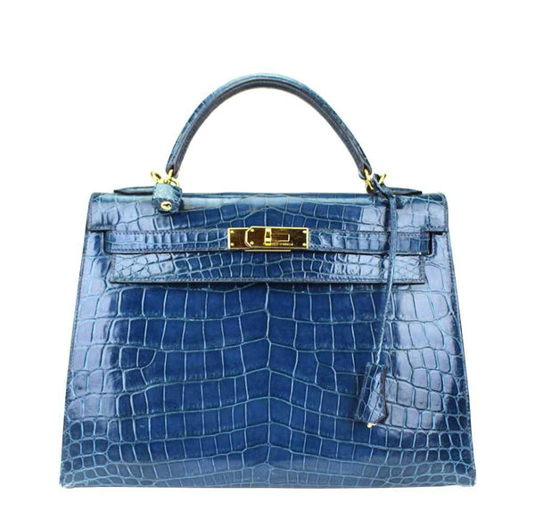 Hermes Kelly Blue Niloticus Crocodile Bag