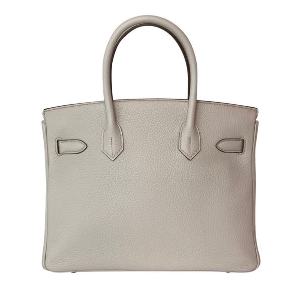 Hermes Birkin 30 Gris Perle Togo Palladium pristine back