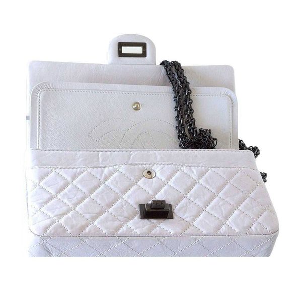 Chanel 225 bag chalk white small used front open