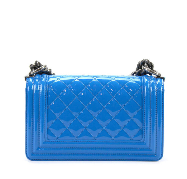 Chanel Boy Bag Electric Blue Used Back