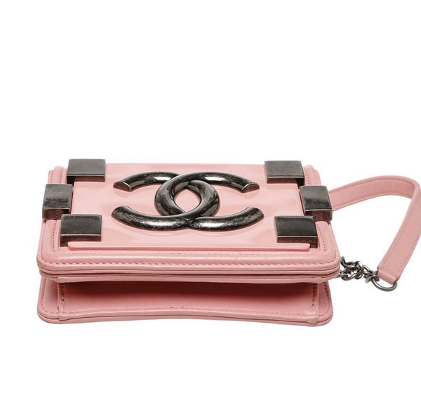 Chanel Brick Boy Bag Crossbody Pink Used Bottom