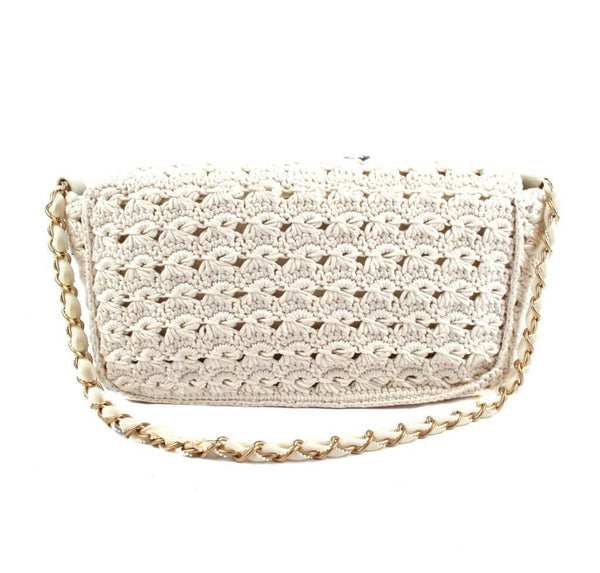 Chanel Crocheted Knit Camelllia Runway Bag New Back