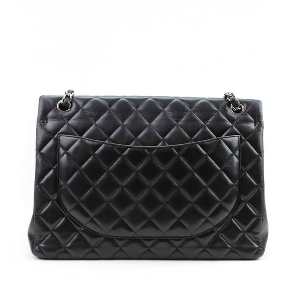 Chanel Maxi Shoulder Flap Bag Black Used Back