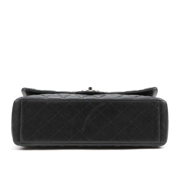 Chanel Maxi Shoulder Flap Bag Black Used Bottom