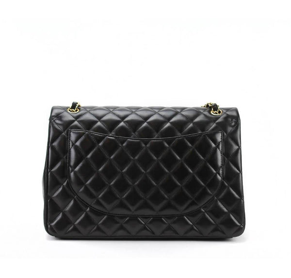 Chanel Maxi Shoulder Bag Black Used Back