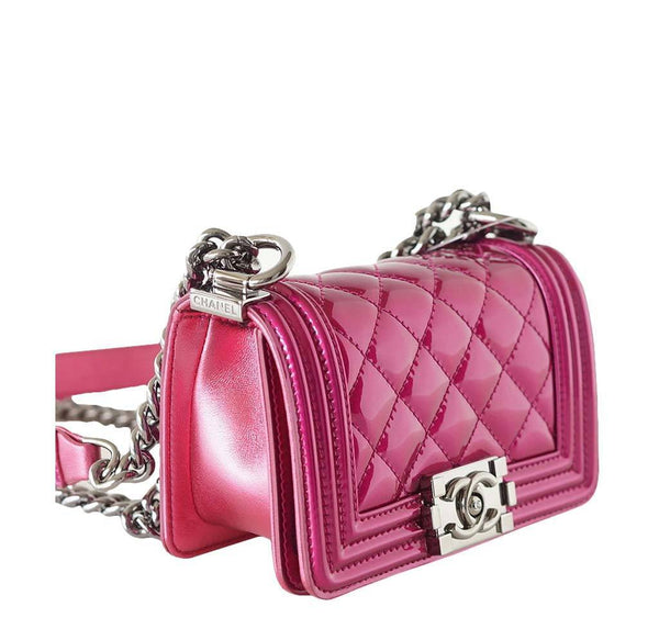 Chanel Mini Boy Bag Fuschia New Side