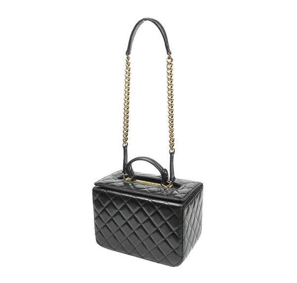 Chanel Vanity Bag Black Used Side