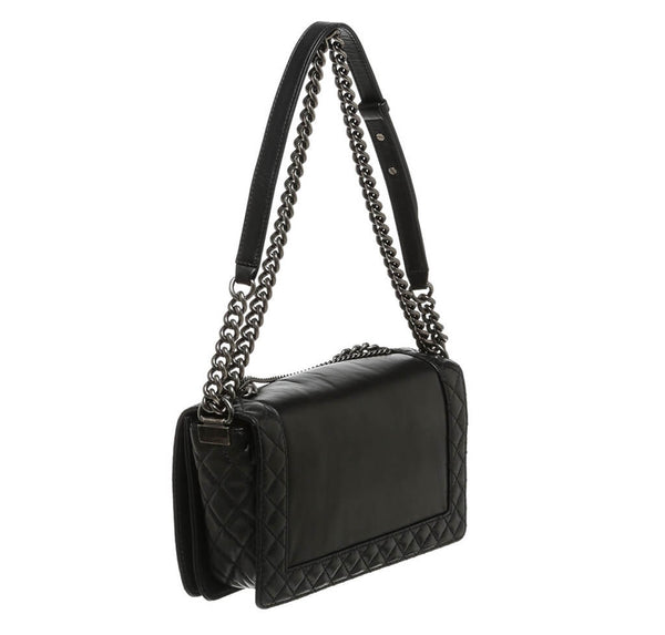 Chanel Enchained Boy Bag Black Used Back