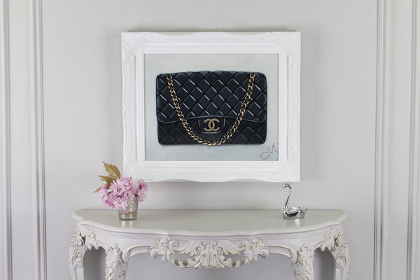 Original Timeless Chanel Painting on Wall With Swan