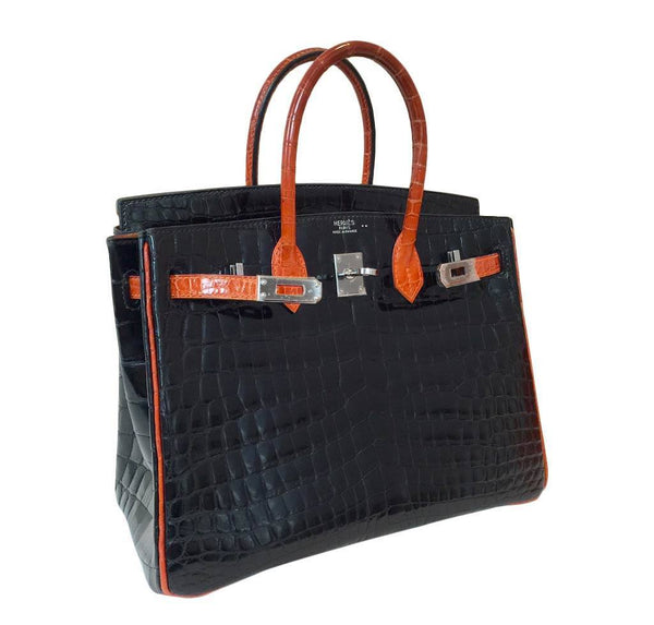 hermes birkin 25 red black crocodile special order used side