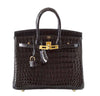 Hermes Birkin 25 Black Crocodile New Front Open